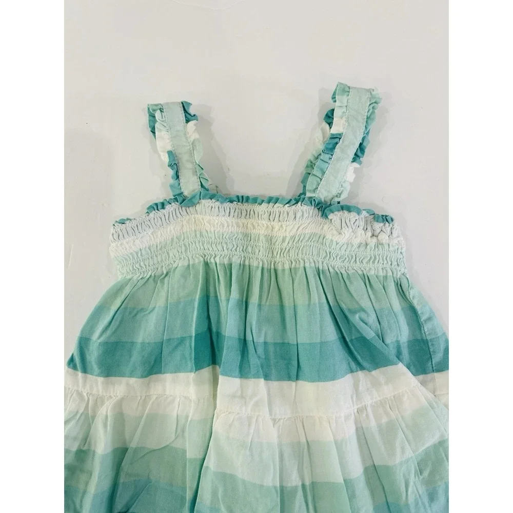 Baby GAP Striped Toile Summer Dress Baby Girls 6-12‎ Months Blue Smocked Beach
